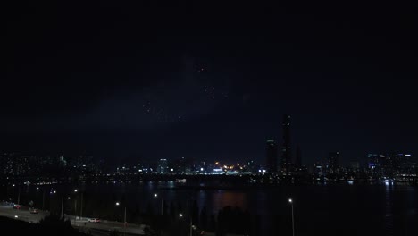 spectacular fireworks display over seoul city at night