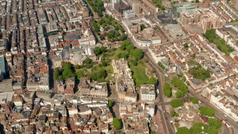 High-circling-aerial-shot-over-Royal-Pavilion-Brighton