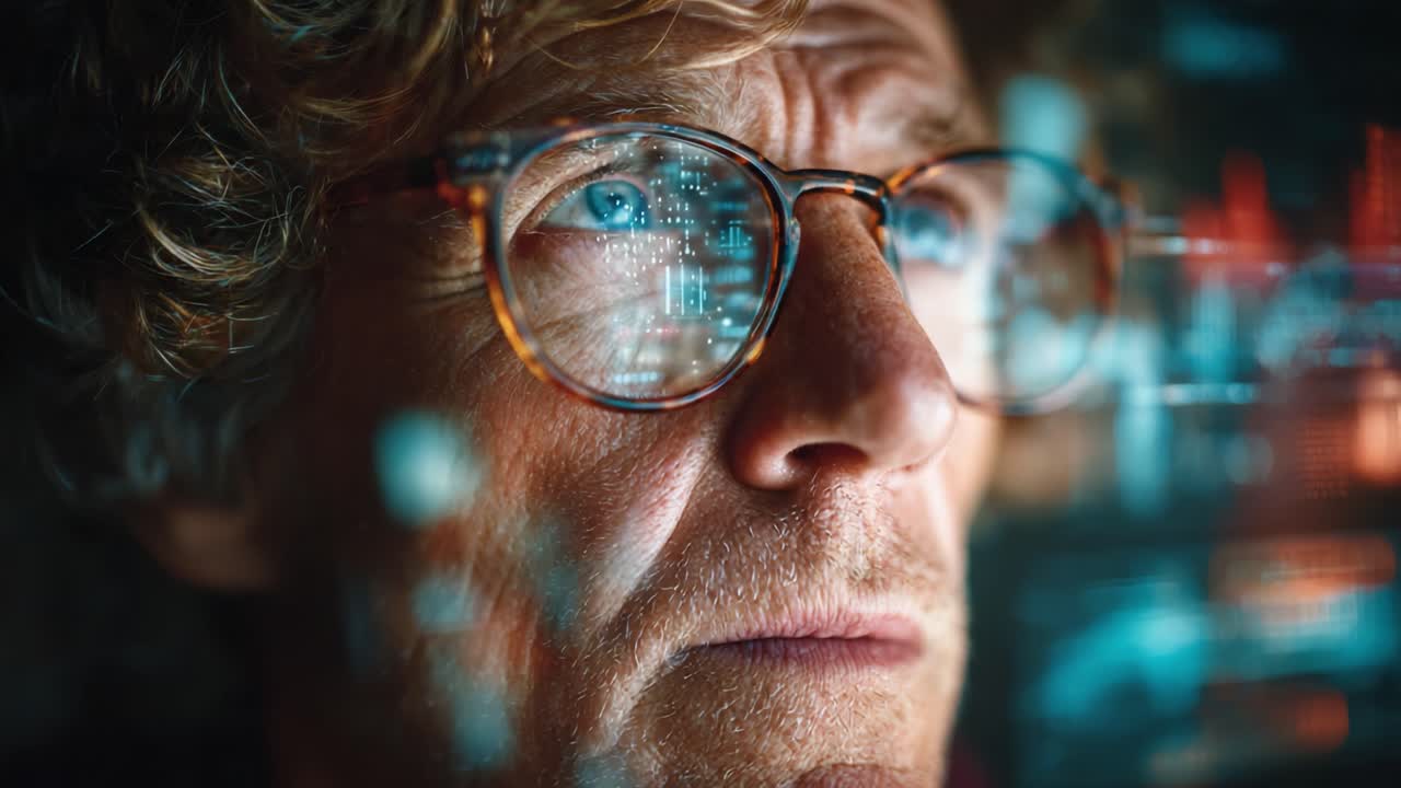 Focused on Data Insights: A Thoughtful Individual Analyzing Complex Information Displayed on a Screen with Advanced Visualization Techniques