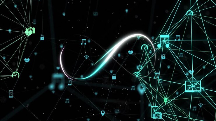 Animation of icons over network of connections