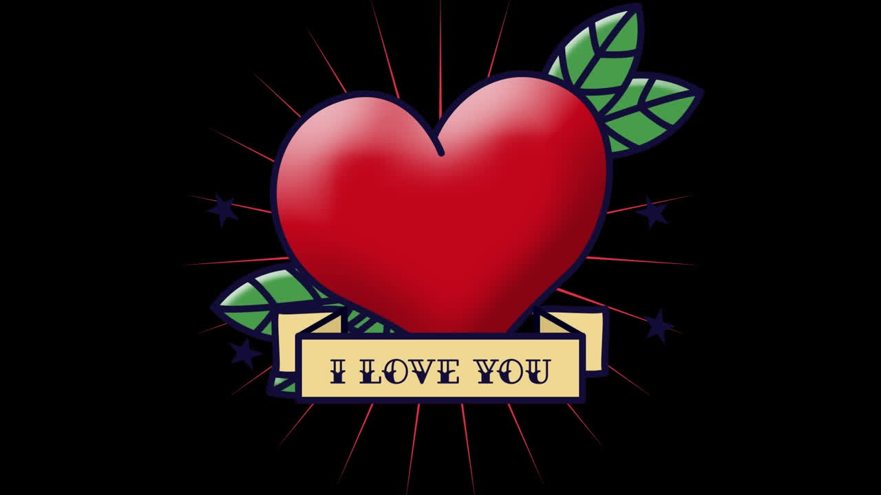 검은색 바탕에 빨간색 심장과 사랑합니다.