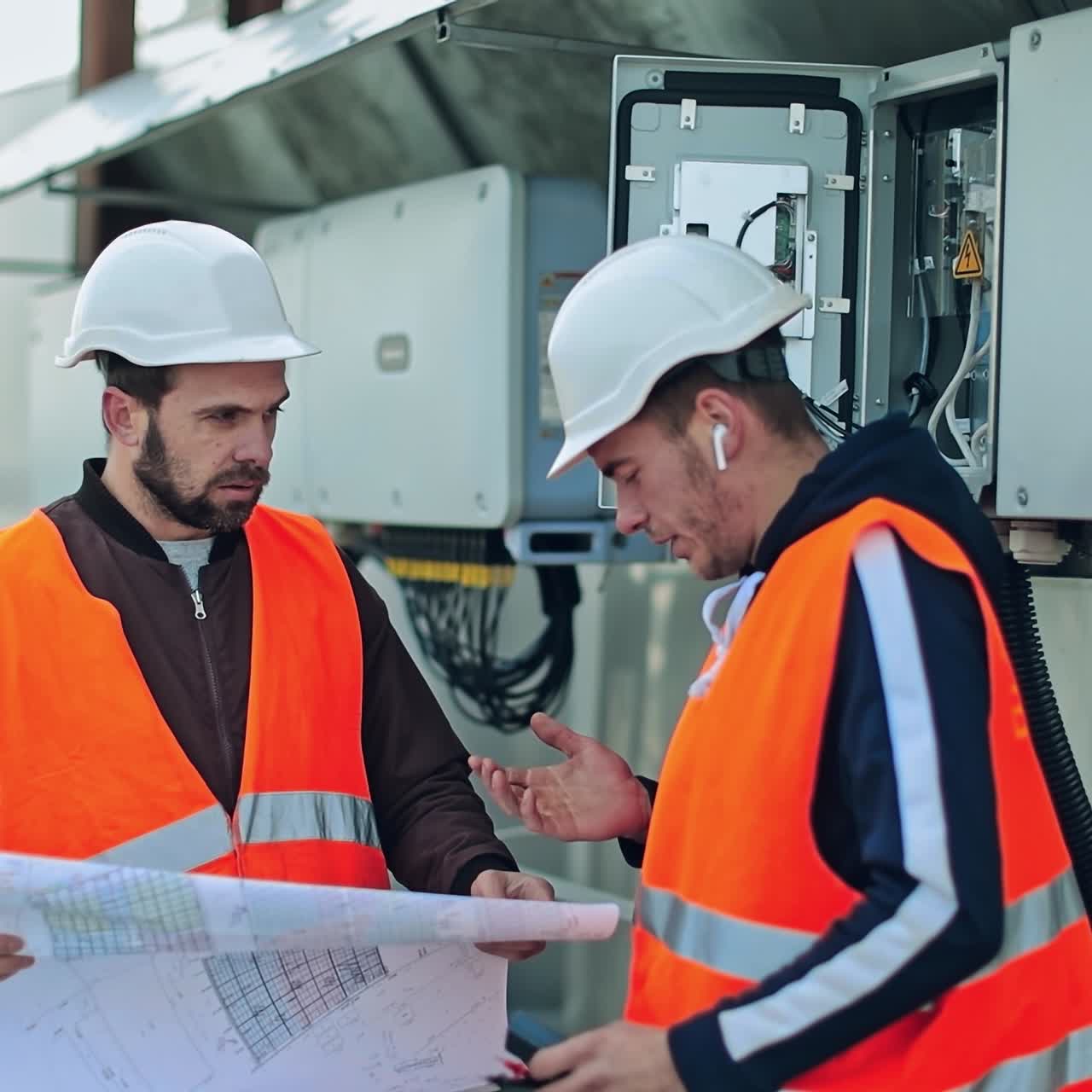 Engineers checking solar panel