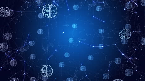 animación de un procesamiento de datos a través de conexiones con iconos
