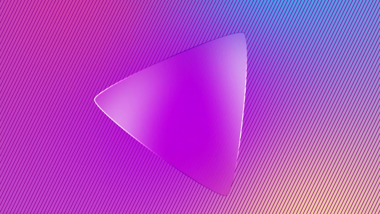 Rotating Translucent Triangle on Vibrant Gradient Background with Diagonal Lines