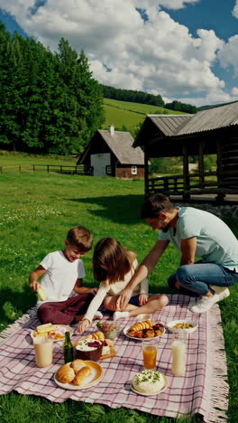 family picnic in the countryside