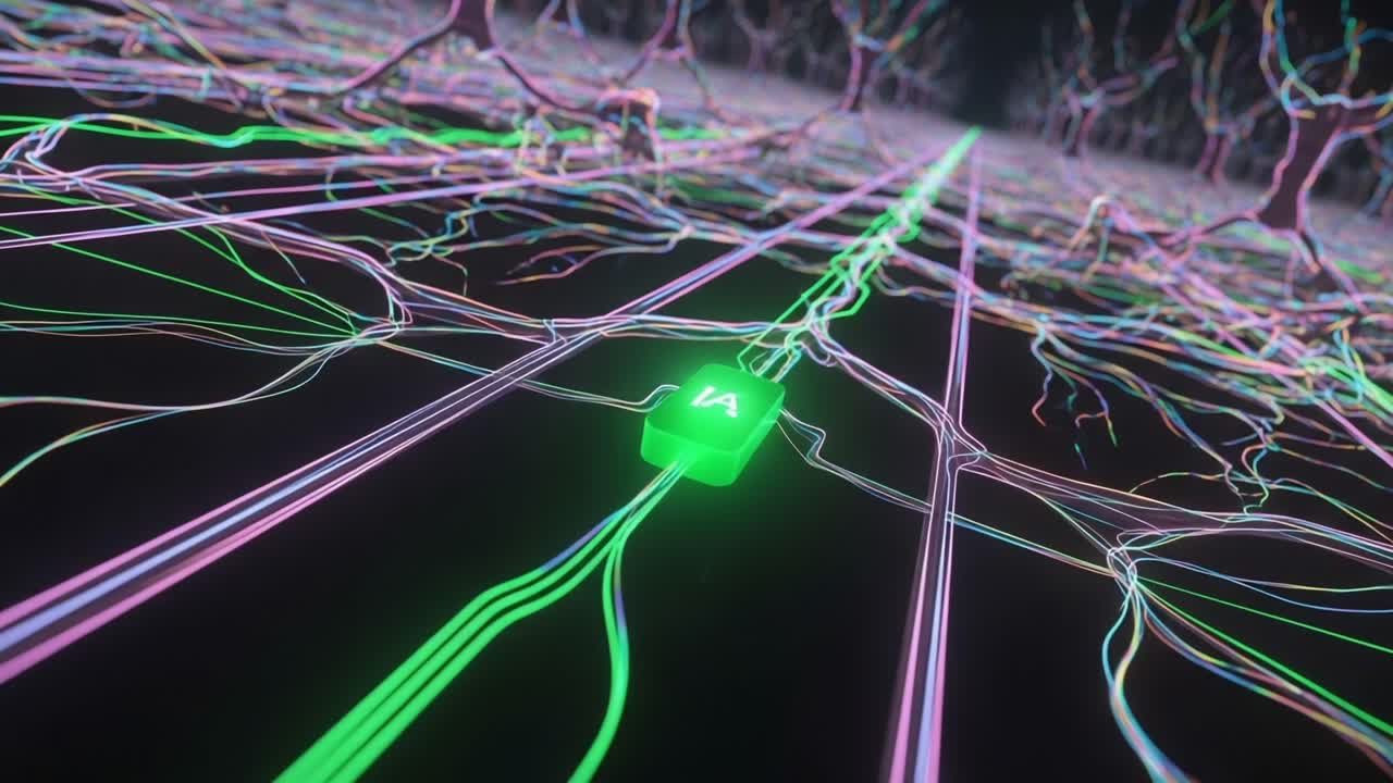A Stunning Visualization of Neural Pathways Illuminated by Neon Colors, Showcasing Dynamic Connections and Vibrant Signals in a Futuristic Network Structure