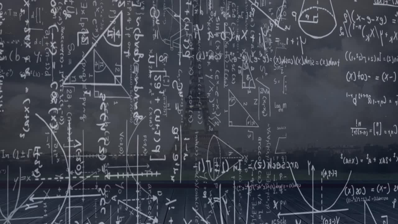 animación de fórmulas matemáticas sobre un fondo negro