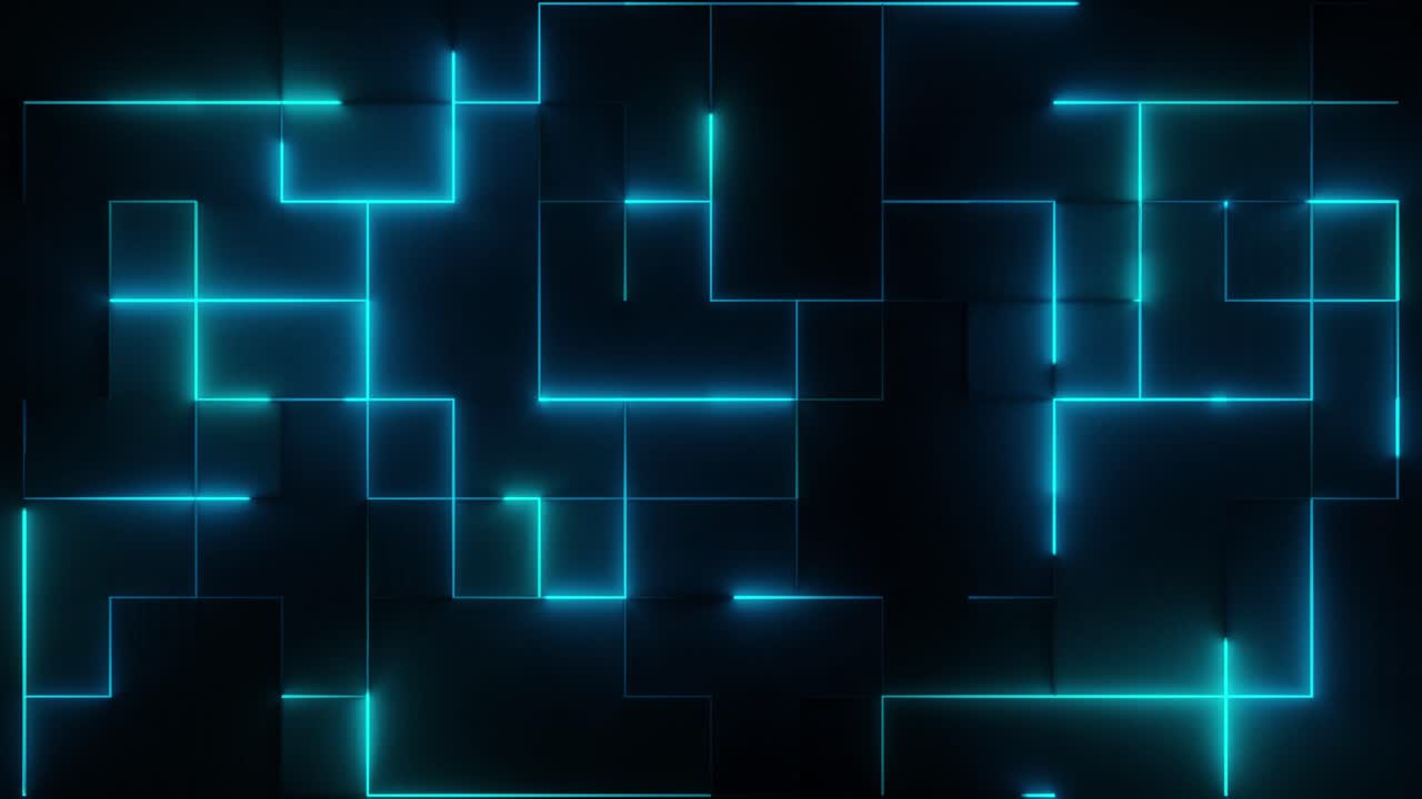 Abstract Neon glow grid line trail technology background, blue colour, trail light sweep animation. 4k resolution , seamless looped