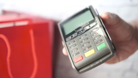 payment terminal in use