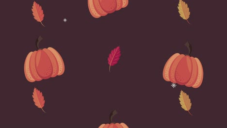 hola animación de otoño con calabaza y hojas