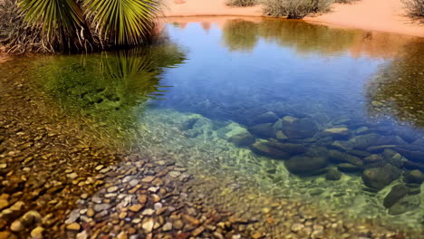 clear water pond in a desert oasis