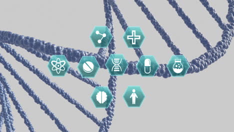 Animation-of-medical-icons-over-dna-on-grey-background