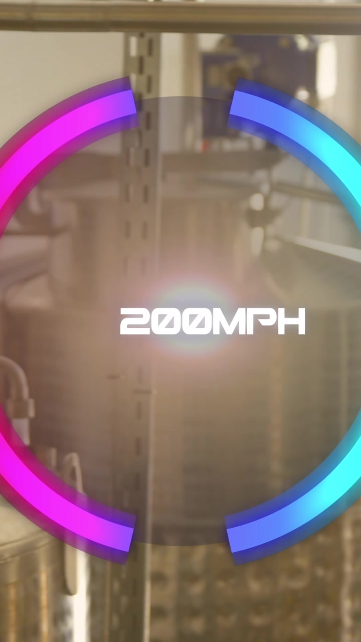 Animation of speedometer over refinery