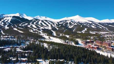 aerial drone video of ski slopes on breathtaking mountainside