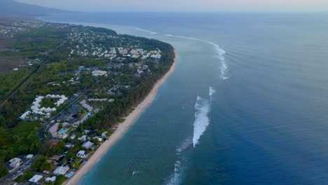 Saint-Gilles-les-bains-beach-filmed-with-a-drone,-reunion-island