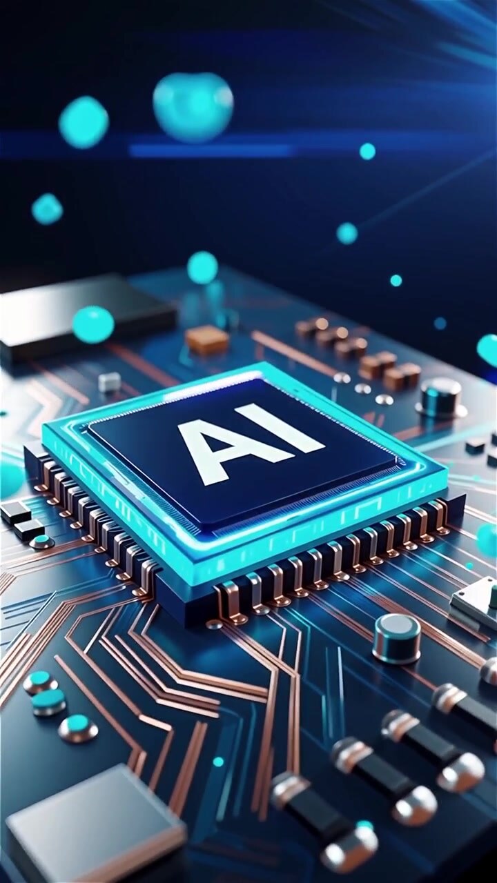Futuristic AI Chip Motherboard Technology Background