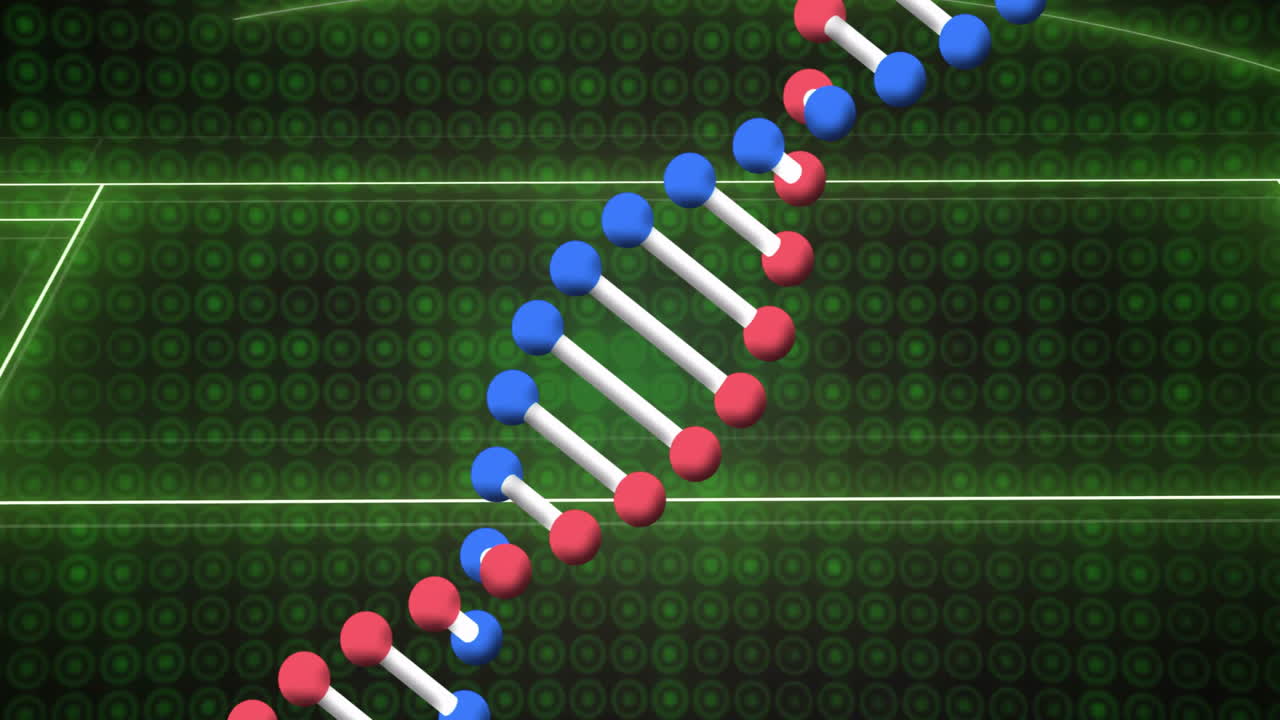 Processing scientific data, DNA strand and binary coding in animation scene