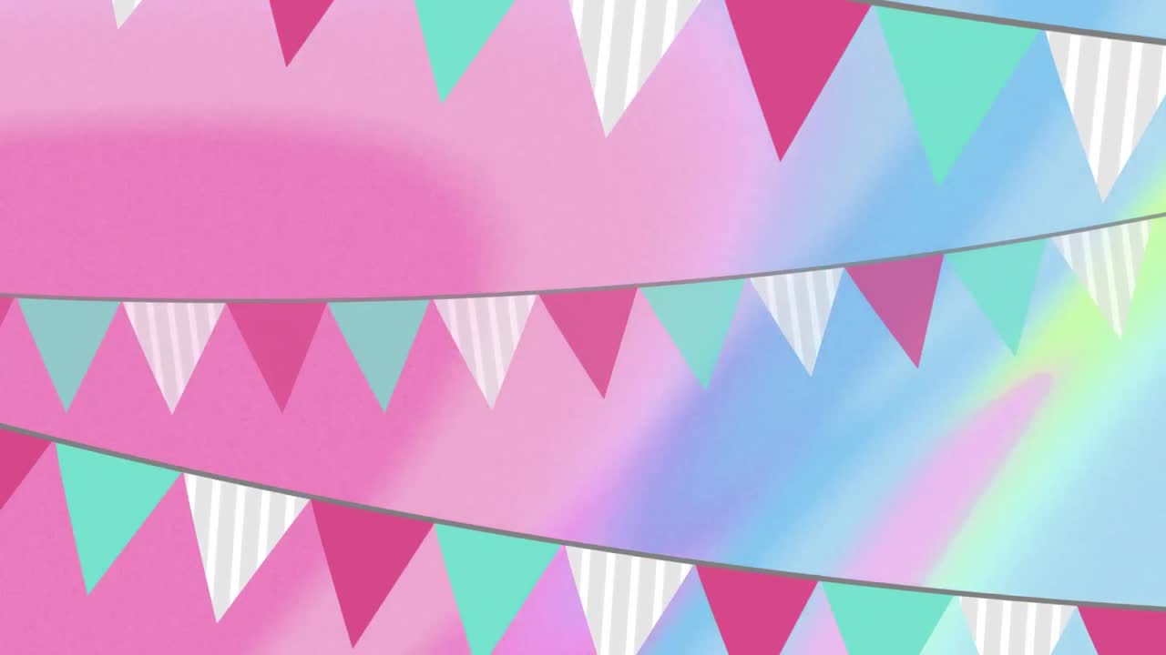 animación de decoraciones y formas sobre fondo azul