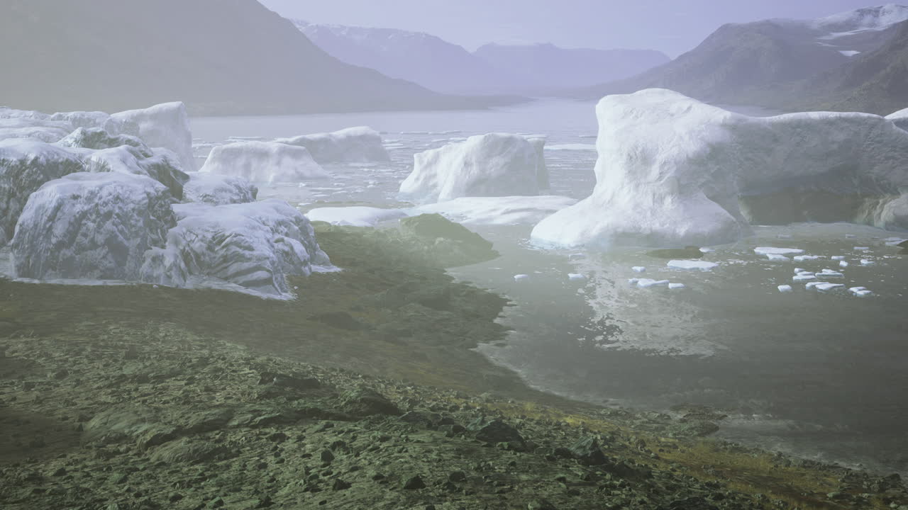 Melting glaciers reflect the beauty of the serene fjord landscape