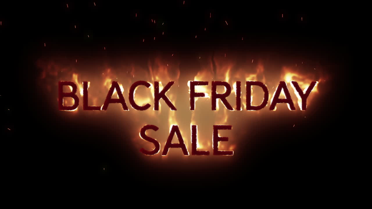 블랙 프라이데이 판매 텍스트가 불에 나타납니다.