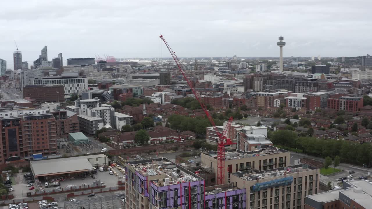 Drone Shot Orbiting Crane In Liverpool City Centre