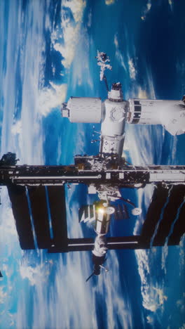 astronaut performing a spacewalk outside the international space station