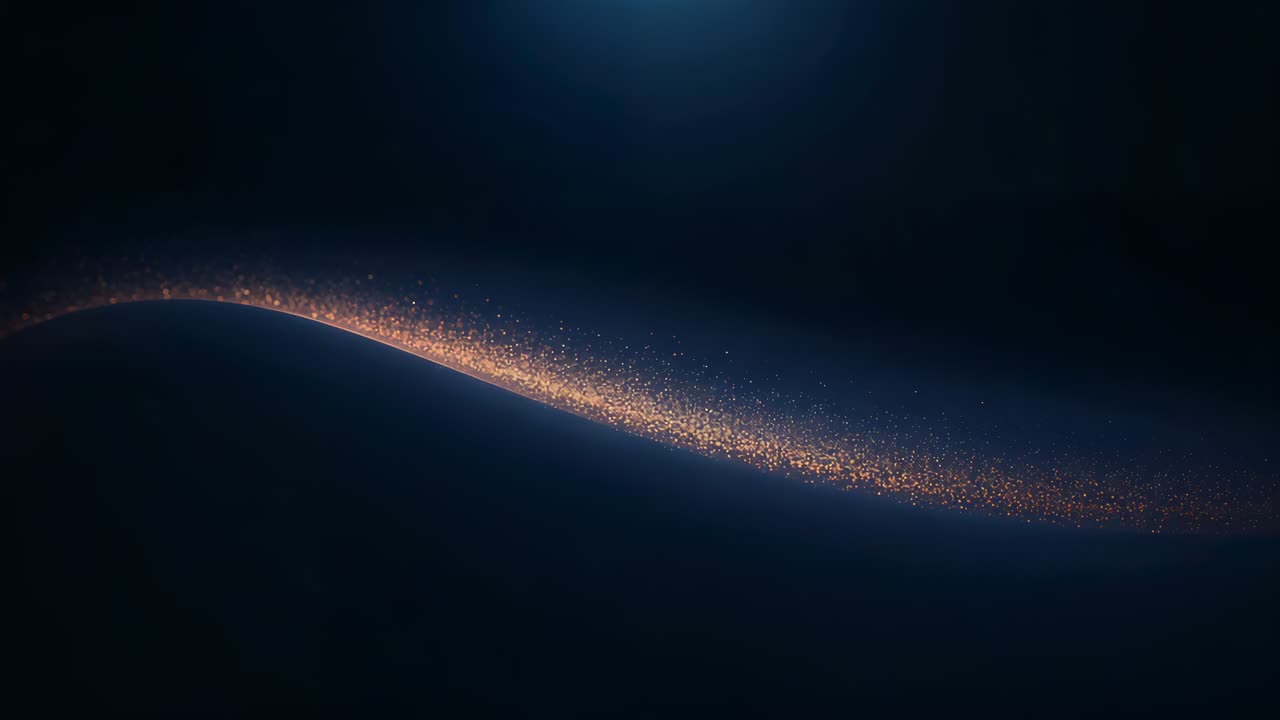 Density rising, sinuous golden ribbon thickening and brightening across deep navy gradient, halo