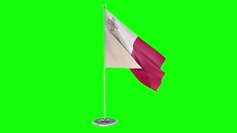 malta ilustración 3d de la bandera ondeando en un poste con llave de croma