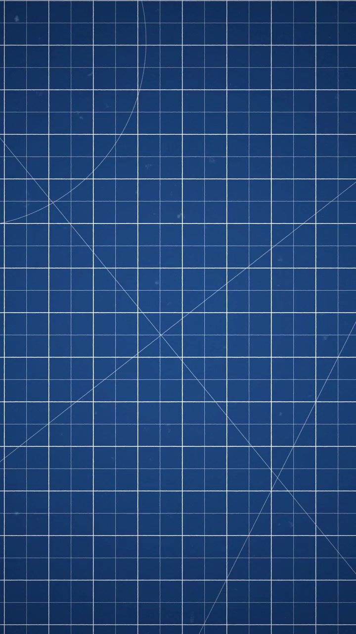 Animated White Lines Drawing on Blue Grid Background