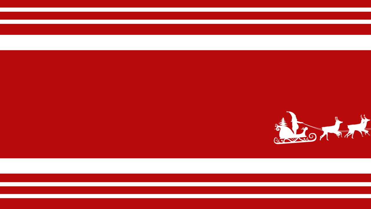 애니메이션 산타클로스가 빨간 줄무 ⁇  크리스마스 배경에 움직이는 사 ⁇ 과 함께  ⁇ 매를 타고