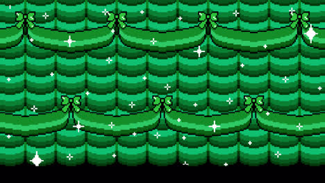 green pixel art draped pattern background with sparkles