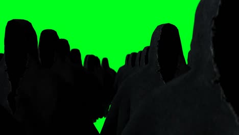 미스터리 공포 유령 애니메이션, 역동적인 후디, 고립, 현실적인 4k 녹색 화면 애니메이션
