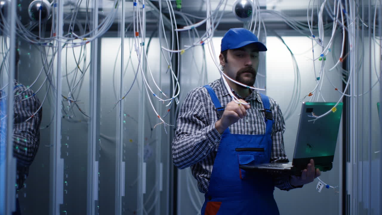 Technician Working in a Data Center