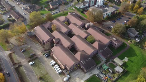 Reveal-shot-of-Canterbury-City-Council-office-building-aerial-4k-tilt-up