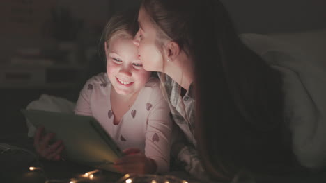 Tablet,-night-and-love-with-mother-with-daughter