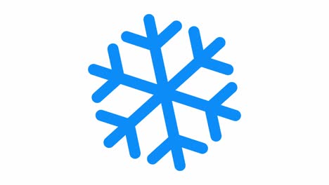 azul copo de nieve, dibujado esquemáticamente girando sobre un fondo blanco.