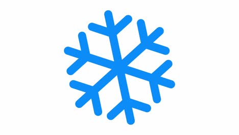 snowflake blue, drawn schematic rotating on white background.