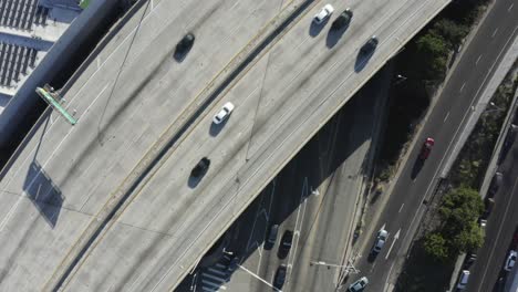 freeway with traffic, on ramp and underpass looking down - hollywood, california