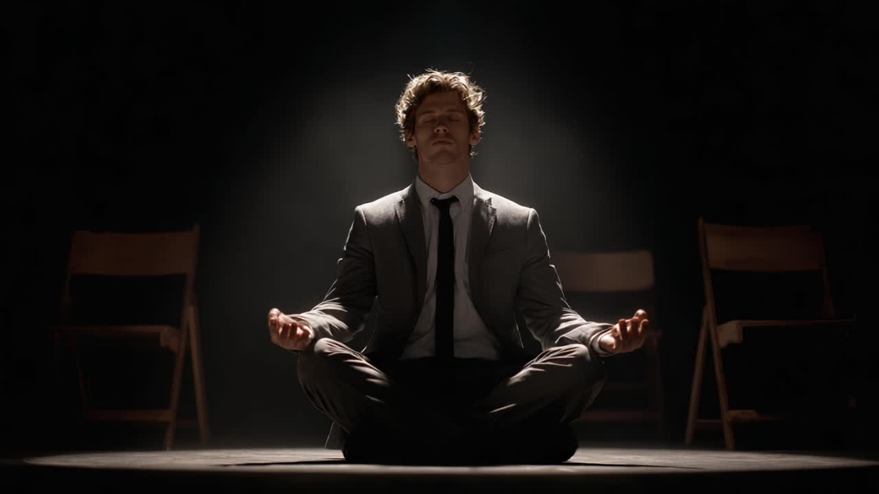 A Mindful Journey: Reflecting Inner Peace and Focus in a Tranquil Setting, Captured in Two Frames of Meditation and Serenity Amidst Darkness