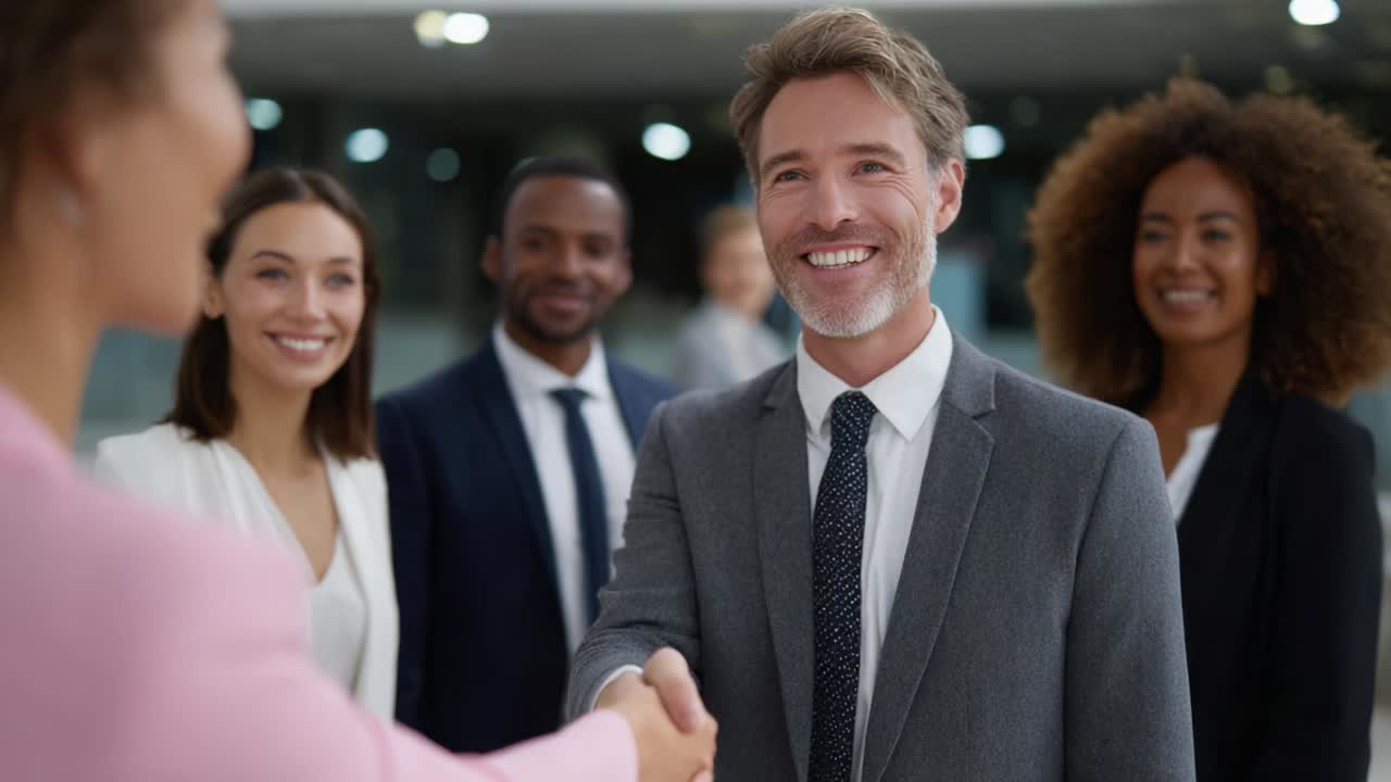 Business professionals shaking hands