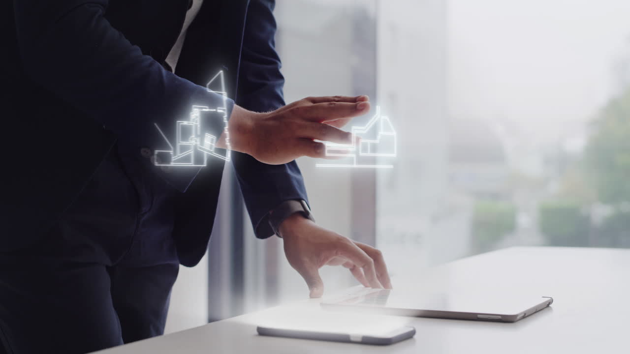 Hologram, ux design and architecture app with 3D