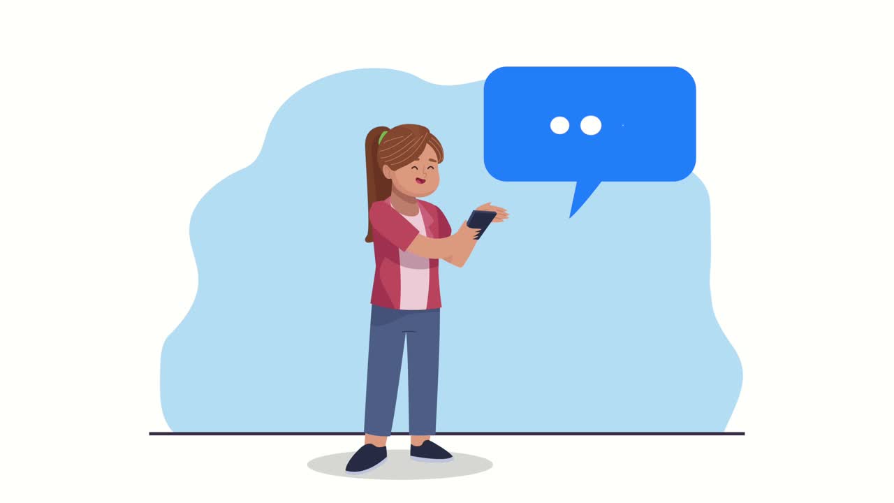 donna che comunica con uno smartphone e una bolla vocale