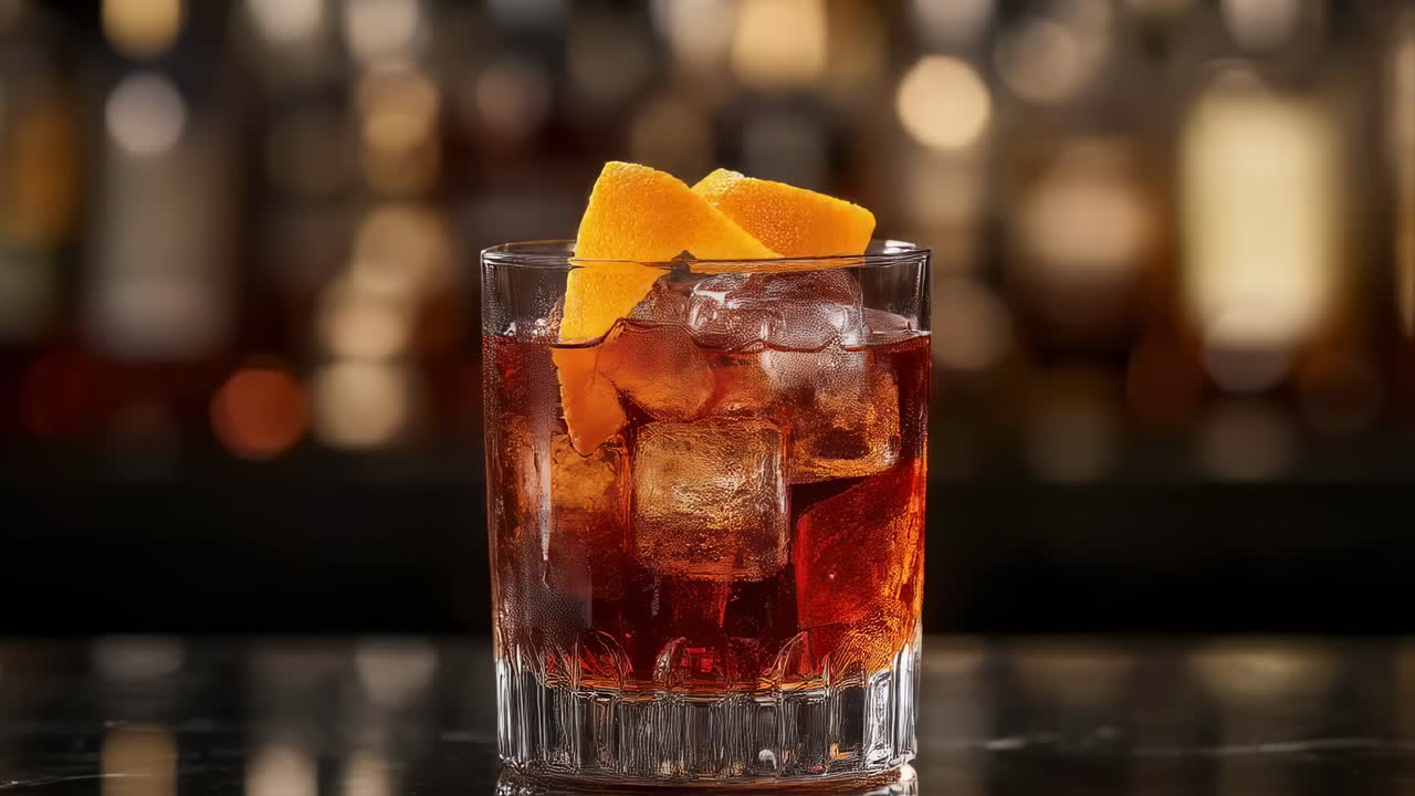 Dark Cocktail with Orange Peel