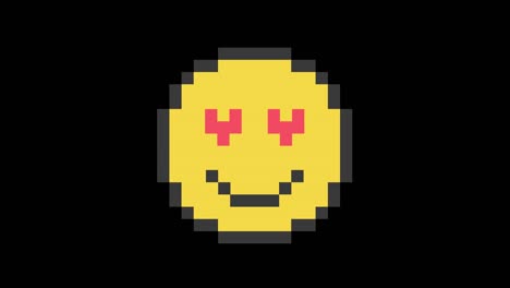 encantadora sonrisa hud símbolo holográfico en pantalla de televisión digital vieja animación de glitch de bucle sin costuras. corazones. retro dinámico y alegre. imágenes de video coloridas y vintage