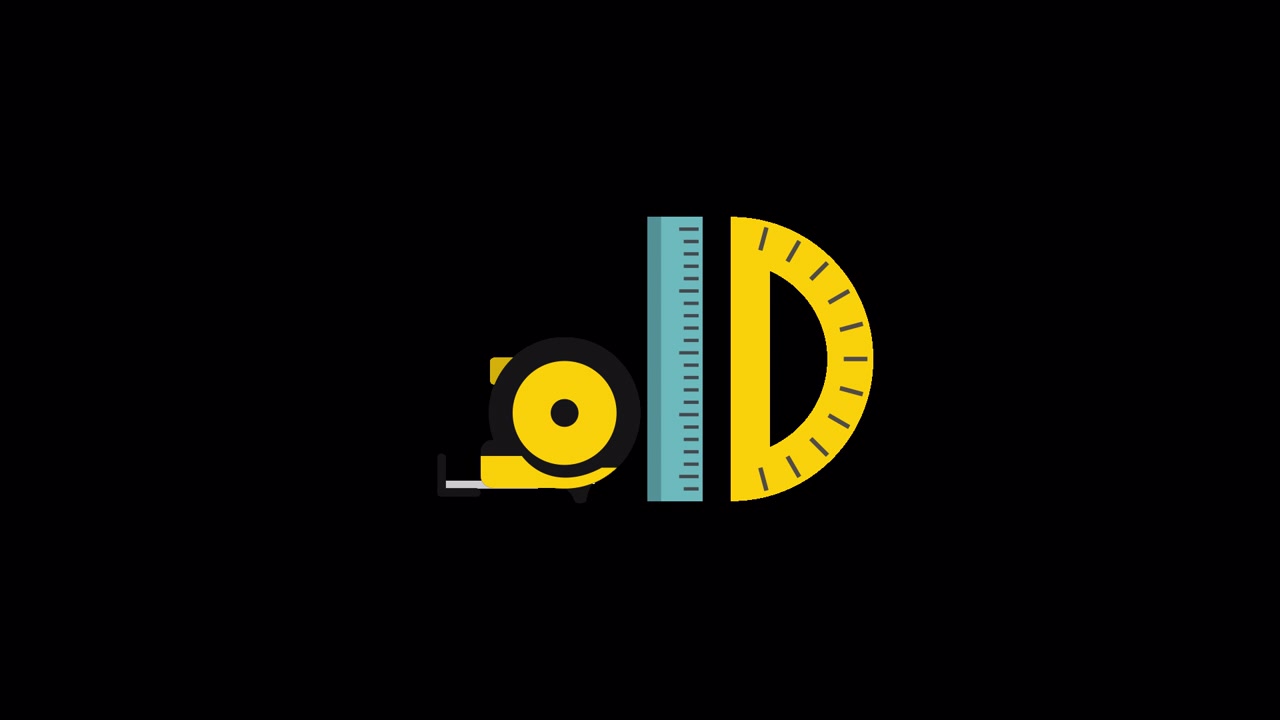 Flat Design Animation of Measuring Tools: Ruler, Protractor, and Tape