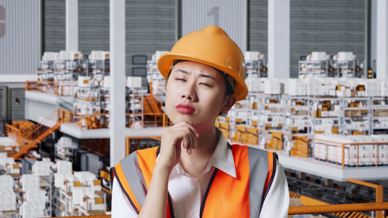 창고에서 여성 엔지니어