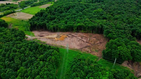 aerial 4k drone footage of environmental reality: rapid deforestation by human hands