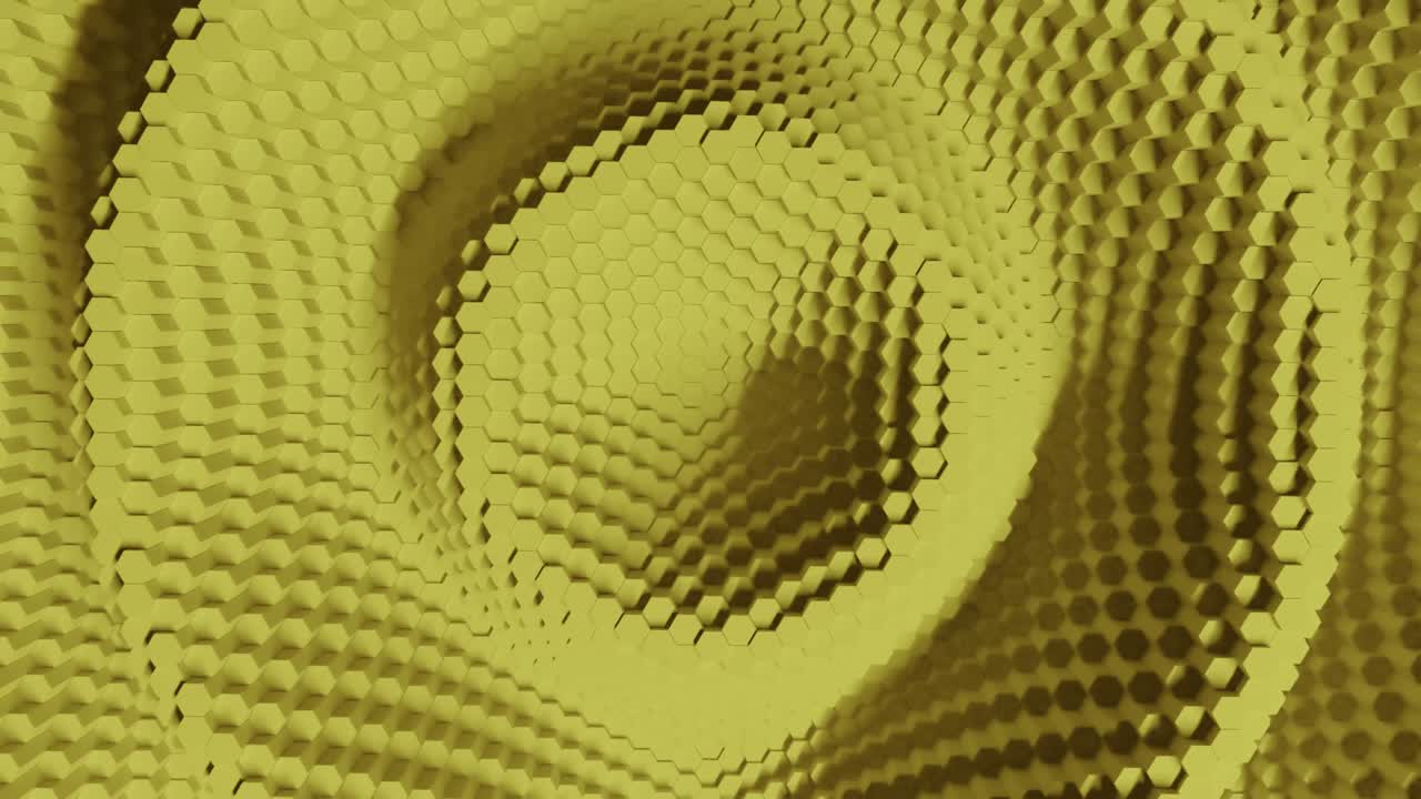 Abstract hexagon with offset effect. Animation of yellow pure hex rings. Abstract background for a business presentation. Seamless loop of 4k 3d rendering.