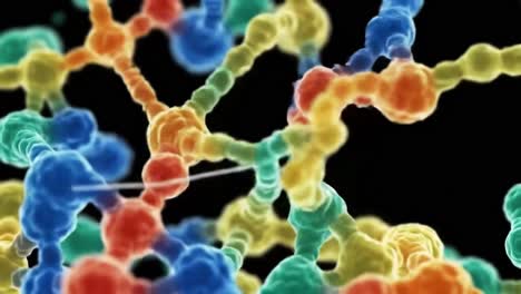 a colorful representation of molecular structures showcases intricate connections and formations. this visualization captures the beauty of science as it explores the building blocks of matter.