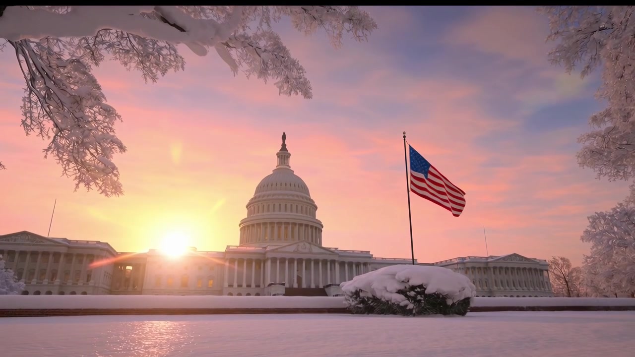 Capitólio dos Estados Unidos ao Nascer do Sol no Inverno